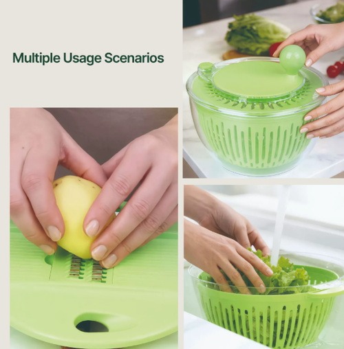 Multifunctional Vegetable Dehydrator | Press-Type Spinner & Drain Basket | Salad Shredder & Slicer Tool Multipurpose Kitchen Vegetable Chopper | Press-Action Fruit & Veggie Spinner | Fitness Meal Vegetable Shredder & Dryer