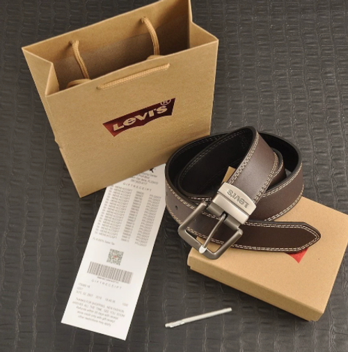 Levi Letter Buckle Personalized Versatile Belt, Casual and Simple Business Men's Leather Belt, Trendy Waist Belt
