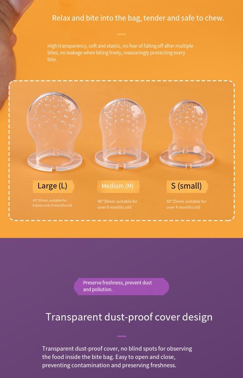 Baby food teething bag, nipple-grade, food-grade silicone, BPA-free, baby teething toy.