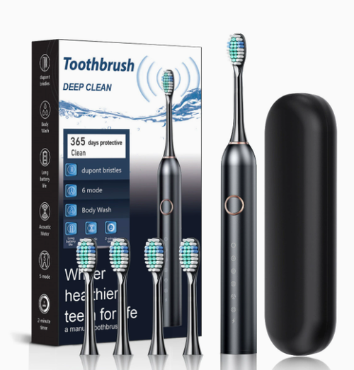 New 6-Mode Electric Toothbrush for Adults – TPC Rechargeable, Soft-Bristle Cleaning