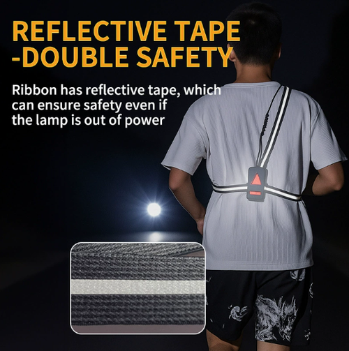 Chest-Mounted Night Running Light – Wearable LED Light for Cycling & Running (Multi-LED, Red Warning Light, USB Rechargeable)