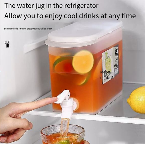 3.5L Large Capacity Cold Water Jug, Household with Faucet, Refrigerated Cold Water Bucket, Summer Homemade Fruit Tea and Beverage Bucket, Summer Essential Cold Water Jug with Faucet, Refrigerated Ice Water Jug, Outdoor Portable Beverage Dispensing Bucket