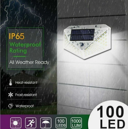 Waterproof 100 LED PIR Motion Sensor Solar Outdoor Garden Lamp Yard Black Light