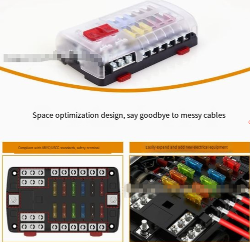 12-Way Independent Positive & Negative Fuse Box — Specialized Automotive, Yacht, and RV Modification Accessory — 12-Slot Fuse Holder with Independent Polarity — Circuit Protection Component