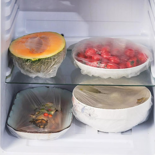 500 Pack Food Bowl Covers Kitchen Storage Lids Fresh Keeping Caps Food Storage Covers Plastic Wrap Bowl Covers for Food Storage