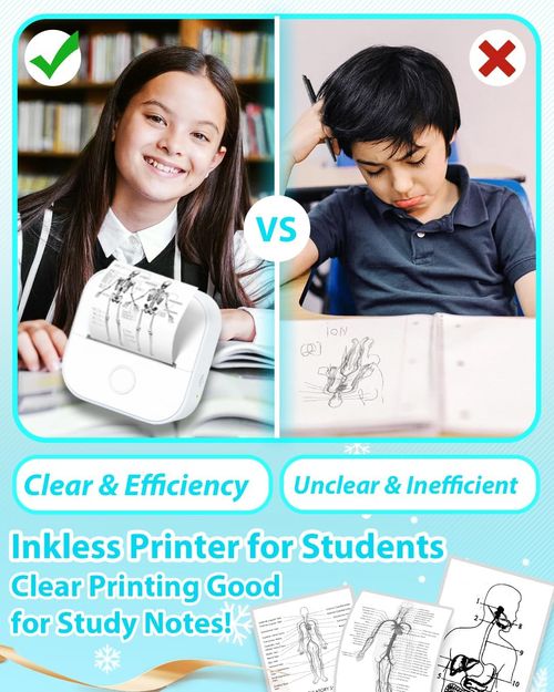 Phomemo Sticker Printer- Print Pods Mini Sticker Printer Maker, Inkless Machine Portable T02, Bluetooth Thermal Pocket Photo Maker for Study Notes, Daily, Photos, DIY, White