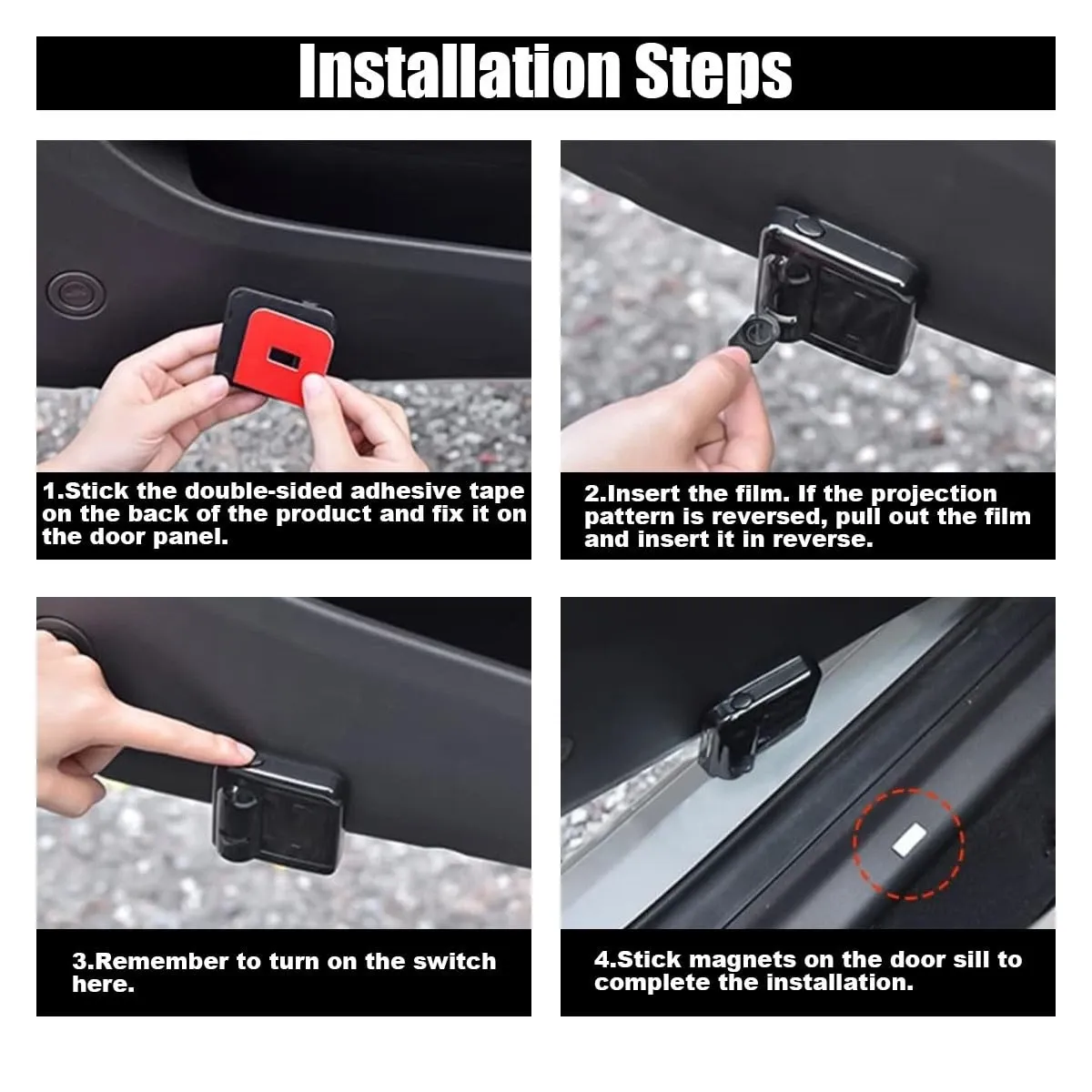 2PCS Car Door Lights Logo Projector, Wireless Car Door Logo Light, LED Welcome C
