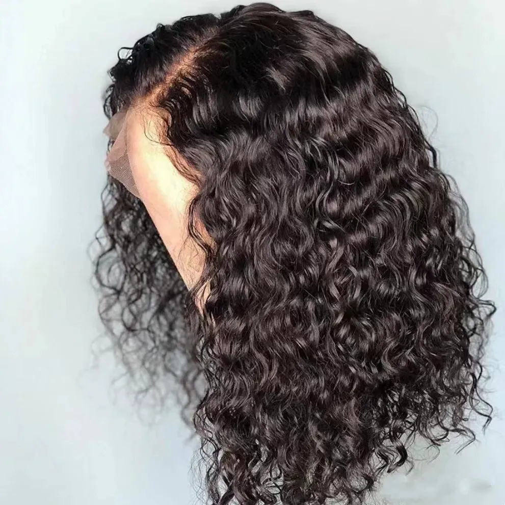 New center-parted perm wig with water wave texture, long curly hair, high-temperature silk synthetic fiber wig cover