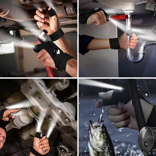 Men's Neoprene Plastic Cotton LED Hands-free Fishing Camping Hiking Repairing Gear Unique Finger Flashlight Gloves Tool