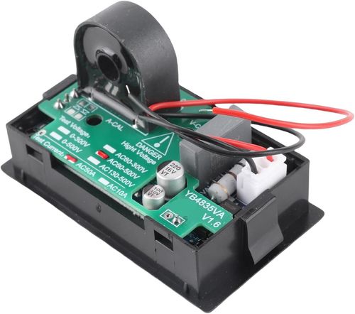 Digital Voltmeter with LED Red and Green Display - 2-in-1 AC Voltage and Amp Meter for 60-500V AC, 0-50A Panel Meter for Voltage and Current Testing