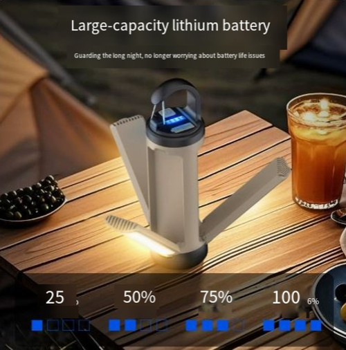 Outdoor LED Three-Leaf Folding Camping Light, TYPE Rechargeable Portable Hook Multifunctional Camping Tent Light