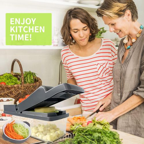 Vegetable Chopper, 14 in 1 Vegetable Cutter Onion Chopper Food Choppers Multifunctional Kitchen Vegetable Slicer Dicer Cutter with 8 Blades and Container for Carrot Potato Salad Garlic