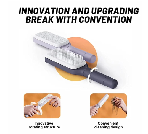 Self Cleaning Hair Brush, Anti Static Brush for Easy Hair Removal, Retractable Hair Brush with Firm Bristles, Scalp Massage Comb for Daily Detangling, Women Men