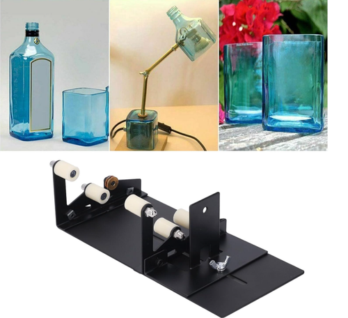 Glass Bottle Cutter, Round Square Glass Bottle Cutting Tool Set with Safety Gloves & Accessories, DIY Glass Cutter for Bottles, Wine Glass Bottle Cutter Tool for Crafts DIY Project