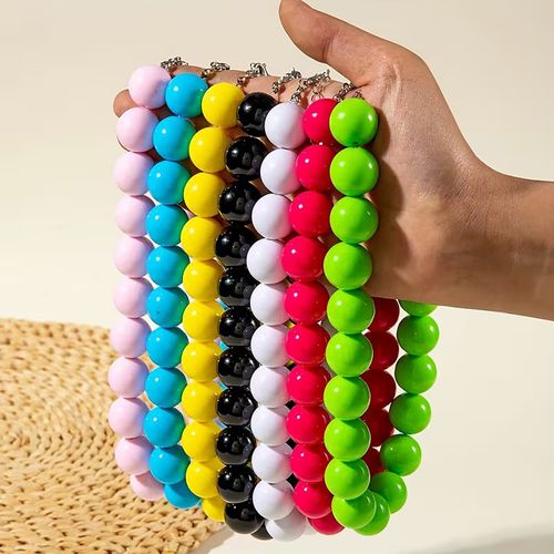 Boho Holiday Party Exaggerated Large Acrylic Candy Beads Necklace