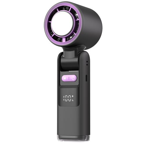 Handheld Cooling Ice Fan – 100-Speed Adjustable Mini Turbo Fan, 4000mAh USB Rechargeable Battery, LED Display, 3-in-1 Foldable Design for Travel, Camping, Office ,Outdoor Use