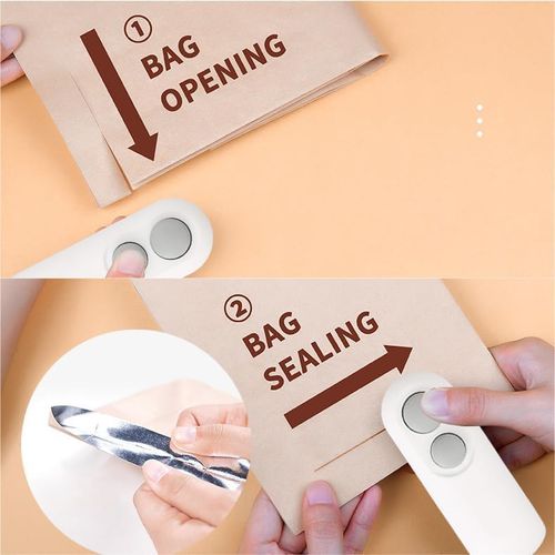 Mini Bag Sealer, 2 in 1 Heat Sealer with Cutter, Portable Resealer Machine,Plastic Heat Seal Sealer Kitchen Gadget for Mylar Food Storage Bags,Mini Bag Resealer Machine for Plastic Snack Bags (1pack)