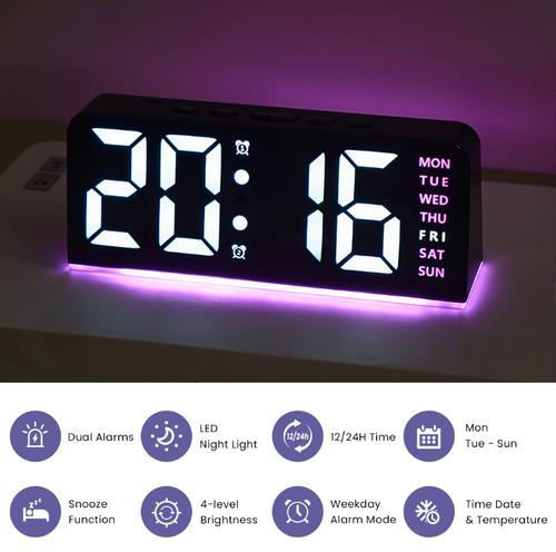 Small Digital Clock with Night Light, Desk Alarm Clocks for Bedrooms, Heavy Sleepers, Kids