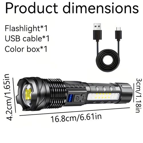 A76 strong light flashlight rechargeable long battery life outdoor multi-functional long-range lighting portable work side light