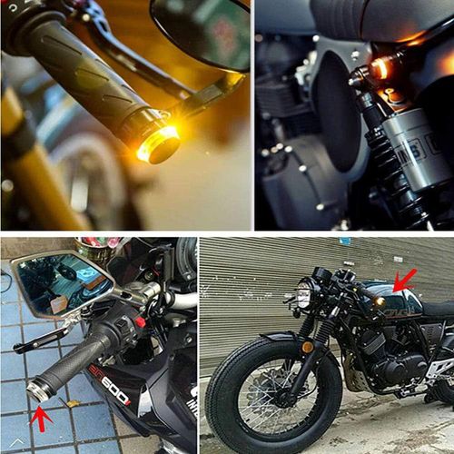 TOPKU Motorcycle Turn Signal Light Grip Bar Plug Strobe Side Marker End LED Handlebar Motorcycle Handle Bar Grip Plug Side Marker Lamp Accessory 2-Pack