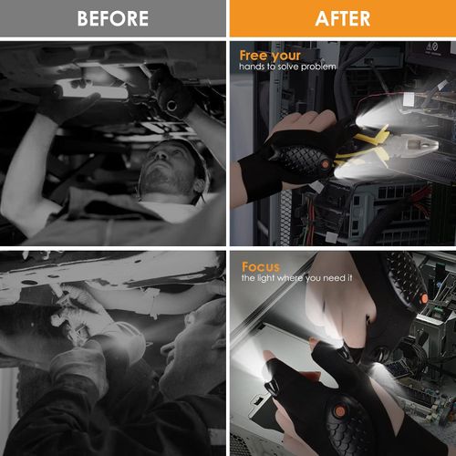 1 Pair LED Flashlight Gloves , Rechargeable Hands Free Flashlights for Fishing Camping Repairing, LED Gloves Cool Gadgets .