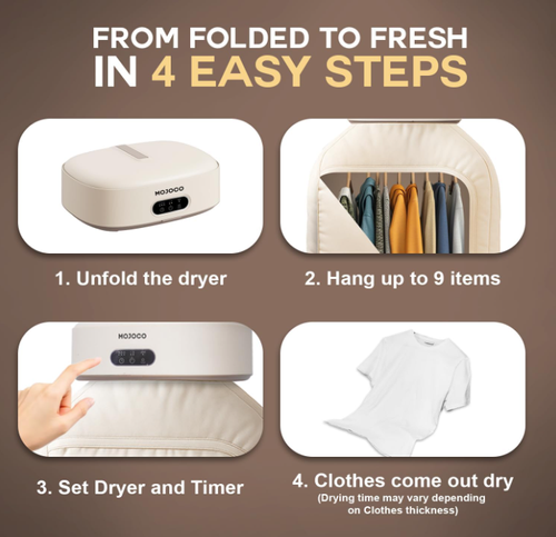 Portable Clothes Dryer - 600w Compact Dryer for Apartment, Travel