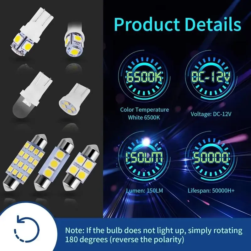 42 Pieces Interior Car Lights, Super Bright White Dome Map Tail Cab Lights Bulb Kit Set , DE3175 T10 31mm 41mm 194 LED Bulb for Your Trucks Width Lamp(White)