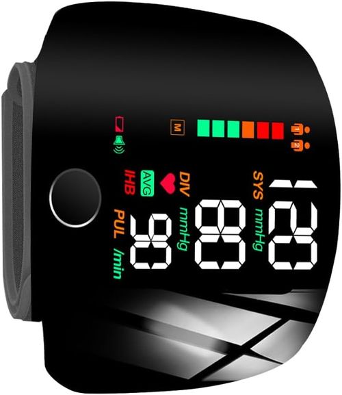 Blood Pressure Monitor Automatic Wrist Machine Large Backlit Display Adjustable Cuff Blood Pressure Detector Voice Broadcast with Carrying Case