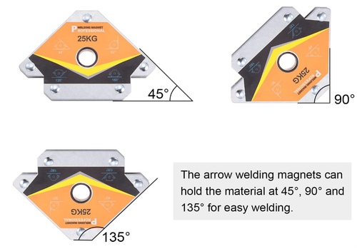 Welding Magnetic Arrow Holder, 55LBS 45 90 135 Degree Angle Holding Power Welding Magnet with Hole for Metal Soldering Welding