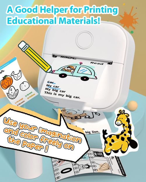 Phomemo Sticker Printer- Print Pods Mini Sticker Printer Maker, Inkless Machine Portable T02, Bluetooth Thermal Pocket Photo Maker for Study Notes, Daily, Photos, DIY, White