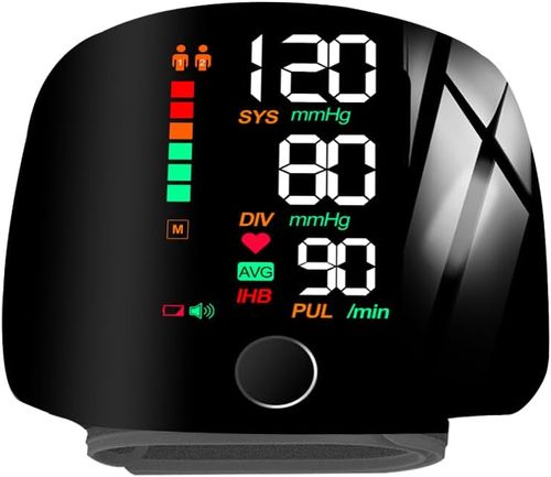 Blood Pressure Monitor Automatic Wrist Machine Large Backlit Display Adjustable Cuff Blood Pressure Detector Voice Broadcast with Carrying Case