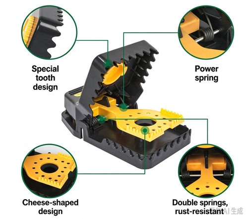 Mouse Trap 4 Pieces with Removable Bait Tray, Highly Sensitive and Reusable, Anti-Rat Mat for Kitchens, Warehouses, Gardens, Offices