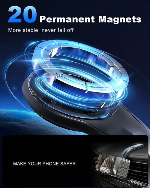 Universal Magnetic Mobile Phone Holder for Car, Compatible with iPhone 14 13 12 Pro Max, Flexible Memory Aluminium Alloy for Dashboard and Windscreen