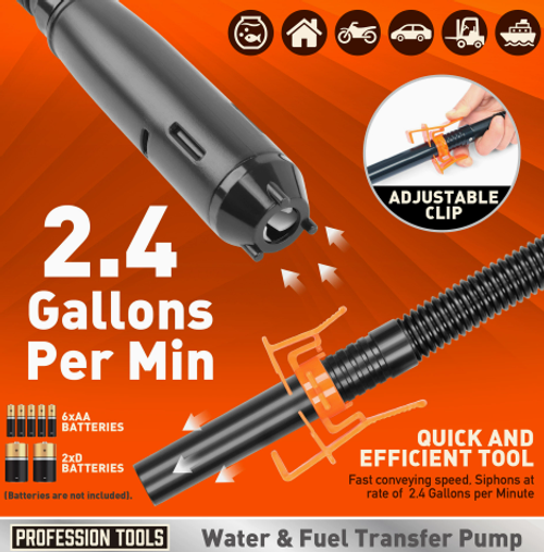 Battery-Operated Portable Fuel Transfer Pump with Hose – Ideal for Outdoor Use, Auto Repair, and Liquid Transfer