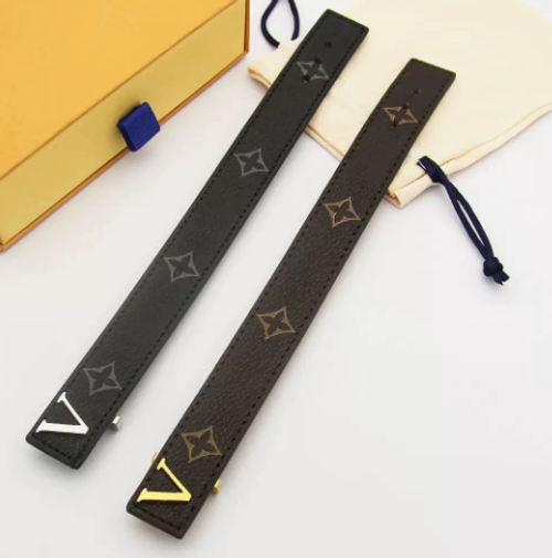 High-quality leather cord with four-leaf clover print, men's monogrammed bracelet