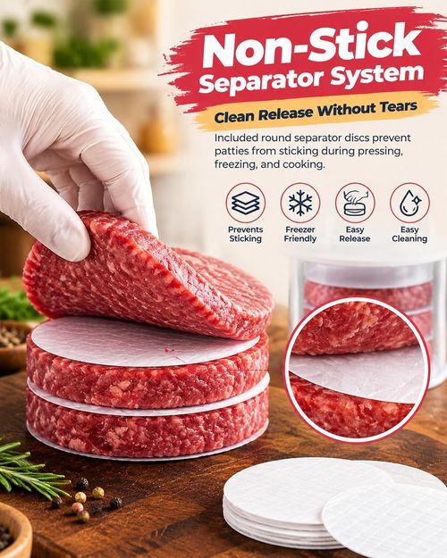 Burger Patty Maker Press,Hamburger Patty Storage Containers (5 Floors)