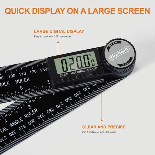 Digital Angle Finder Protractor, 7-Inch（200 mm ）ABS Ruler