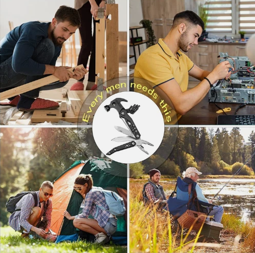 14-in-1 Multitool, Valentines Day Gifts for Men Dad Gifts, Mini Hammer Multitool, Small Hammer Tool, Survival Gear and Supplies, Christmas Gift for Boy Husbands