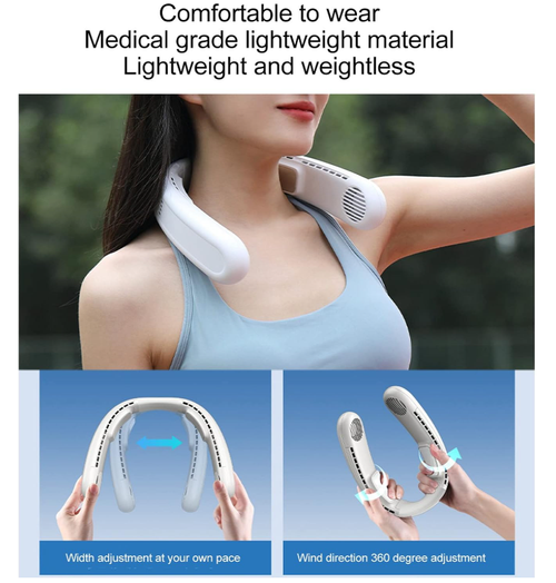 neck fan, Portable Semiconductor Cooling 3 Wind Speed Adjustable Mini Charging Neck Fan Applicable Support Office
