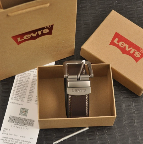Levi Letter Buckle Personalized Versatile Belt, Casual and Simple Business Men's Leather Belt, Trendy Waist Belt