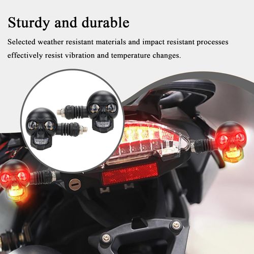 Motorcycle Lights | 12V Skull Motorcycle LED Projector Light Pod, 10mm Screw Accessory Turn Signal Auxiliary Lighting for Scooter Daytime Running Lights