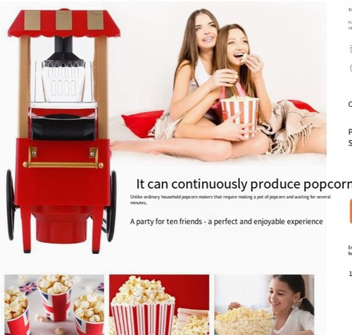 Mini Popcorn Maker Toy — Parent-Child Interactive DIY Pretend Play Set — Wholesale Children's Holiday Gifts Realistic Corn Popcorn Machine — Educational & Fun Pretend Play Toy — Kids' DIY Snack-Making Kit