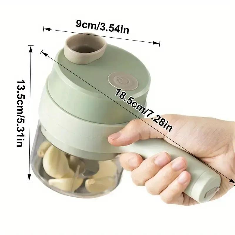 Multifunctional Electric Vegetable Chopper – Handheld Home Tool for Mincing Garlic, Chopping Chili Rings & Scallions, and Mincing Ginger or Slicing Garlic