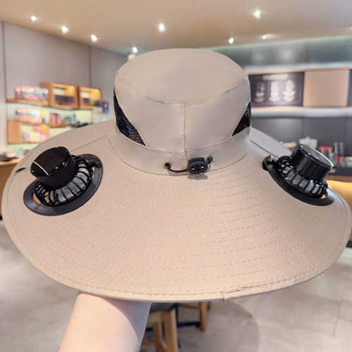 Solar-Powered Fan Hat with Wide Brim – Unisex Sun Protection Hat for Summer Fishing, Hiking, and Outdoor Activities (UV-Blocking)