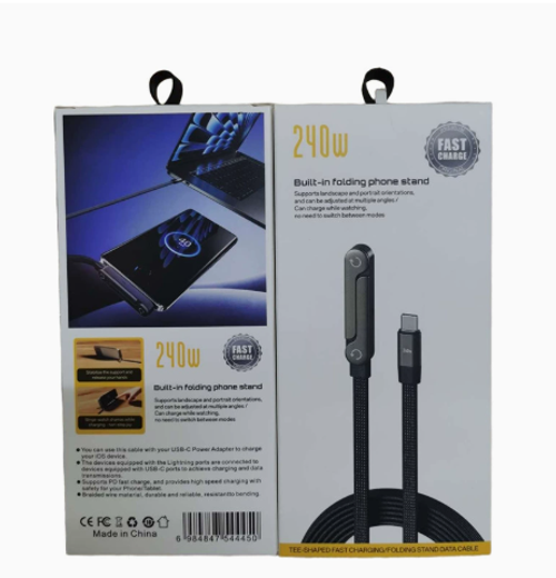 Type-C stand fast charging data cable for e-sports mobile games, right-angle PD charging cable for mobile phones