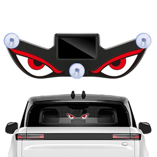 Waterproof Dynamic Solar Car Eyes - Windshield Sticker with USB Port | Car Window Light with LED Eyes for Motorcycle, RV, Camper, SUV, Rear Window,