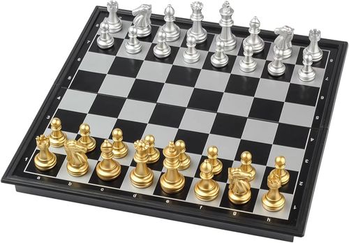 Gold and silver magnetic chess set, competition magnetic portable high-end chessboard