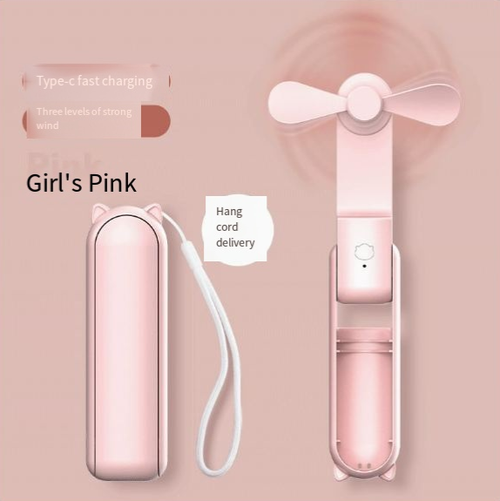 Portable Handheld USB-Rechargeable Mini Fan & Power Bank 2-in-1 Foldable Fan