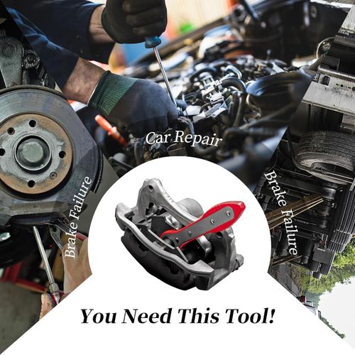 Brake Caliper Compression Tool, Caliper Piston Compressor Tool With Additional 2 pcs Large Steel Plate and 2 Hooks, 360°Adjustable Brake Caliper Tool for Single Twin Quad Piston Calipers