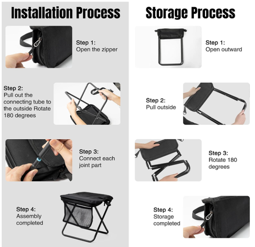 Pocket Chair Folding for Adult - Foldable Handbag Camping Stool for Travel Fishing Hiking Queue Up Outdoor Activities, Portable Compact Stool with Carry Pouch for Storage (11 x 9.1 Inch)